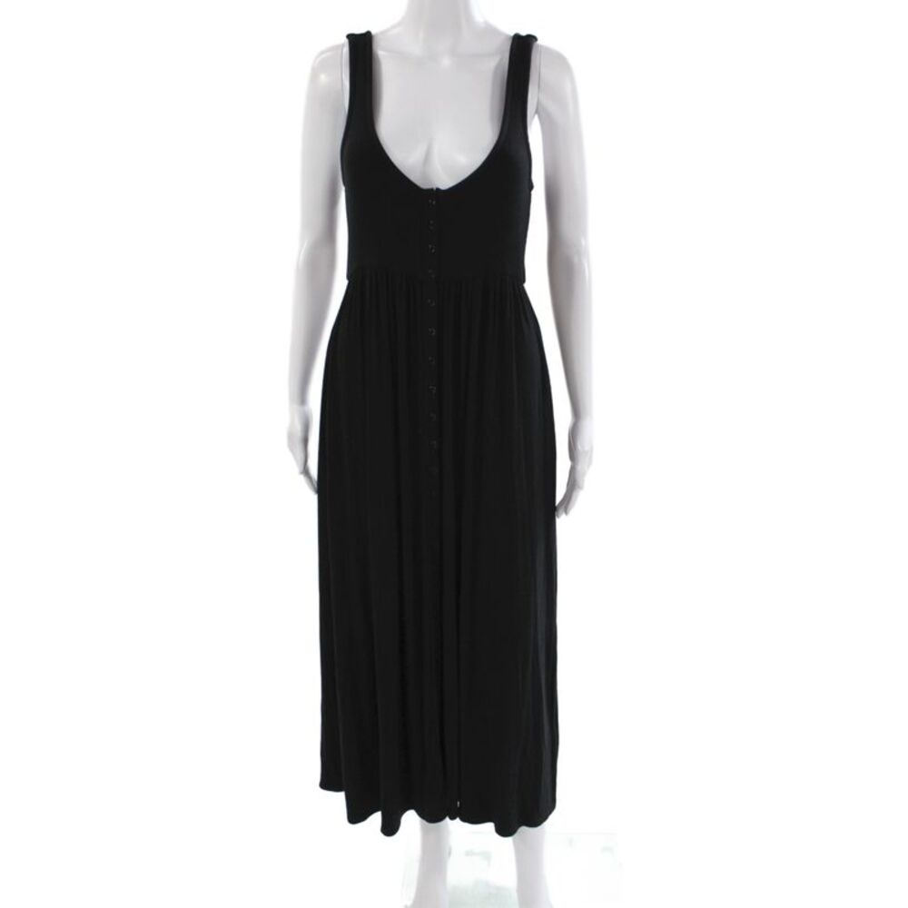 Hatch Women Maxi Black Sleeveless Scoop Neck Button Midi Maternity Dress Size 2